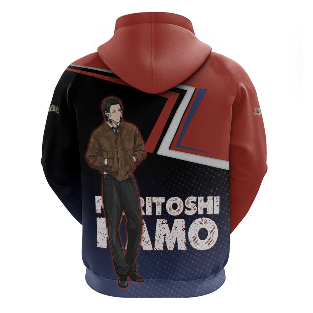 Noritoshi Kamo Hoodie Red and Navy Anime Style Noritoshi Kamo Hoodie Red and Navy Anime Style