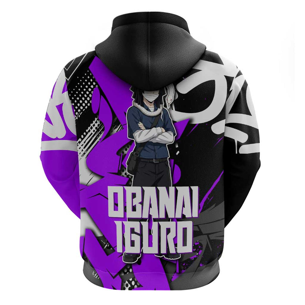 Obanai Iguro Demon Slayer Hoodie Purple Graffiti Anime Style Obanai Iguro Demon Slayer Hoodie Purple Graffiti Anime Style