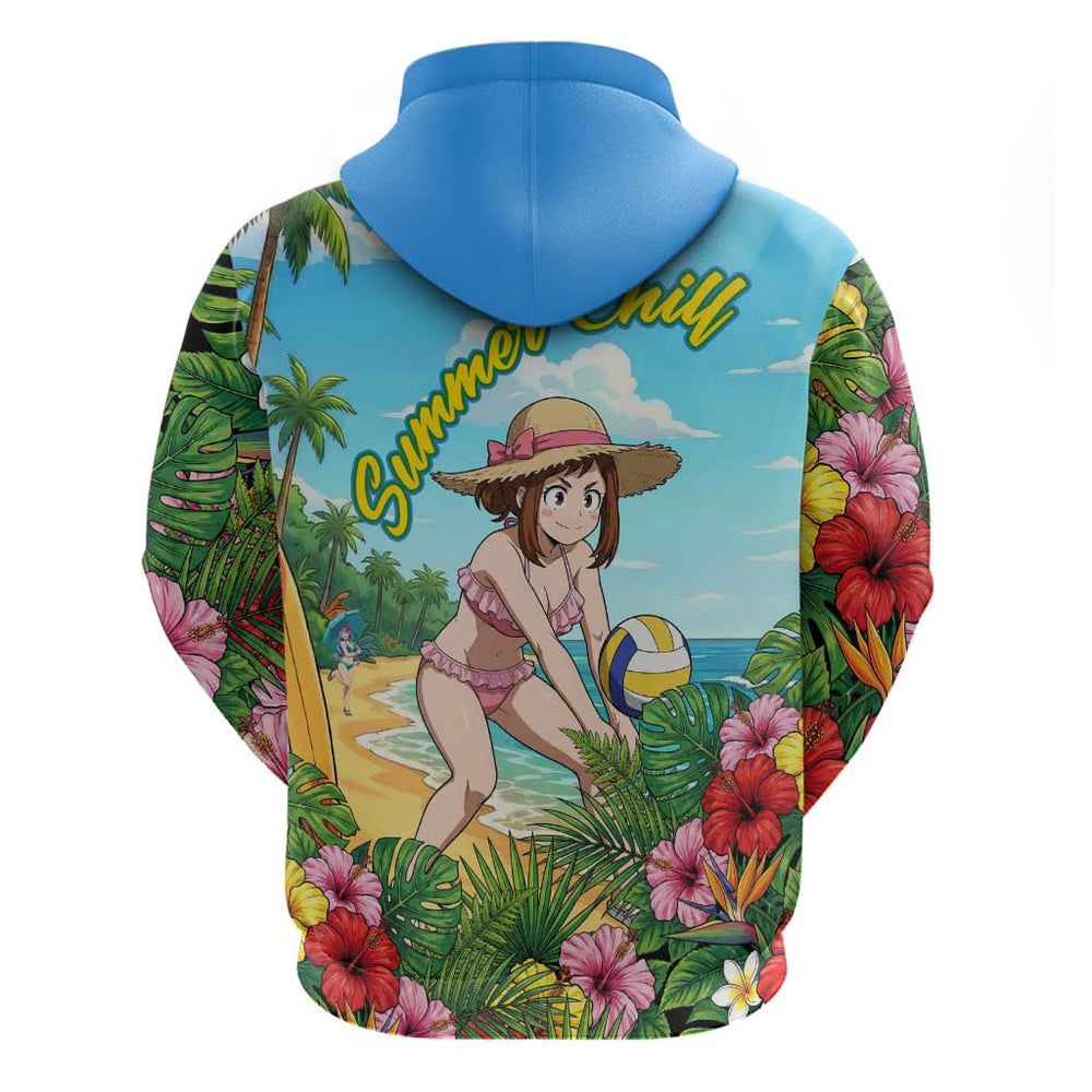 Ochako Uraraka Summer Chill Hoodie Tropical Anime Beach Play Ochako Uraraka Summer Chill Hoodie Tropical Anime Beach Play