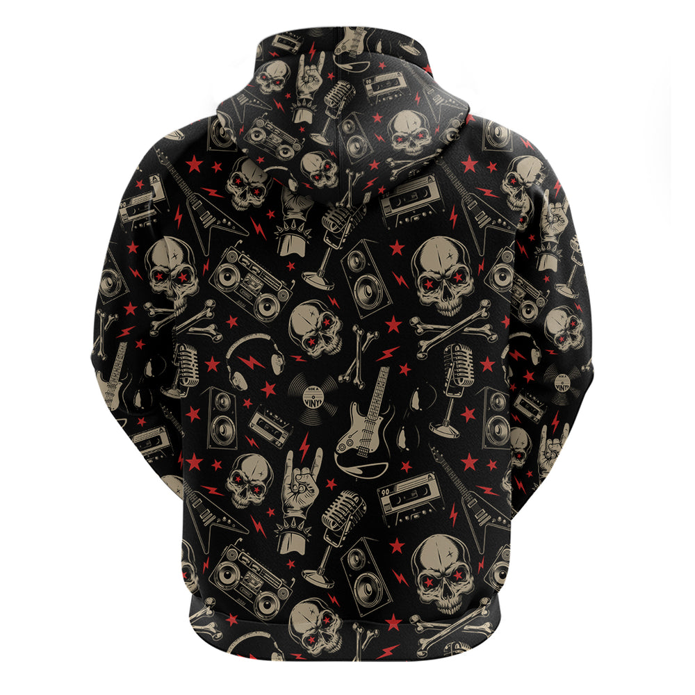 Rock And Roll Skull Pattern Design Hoodie DT02 Rock And Roll Skull Pattern Design Hoodie DT02