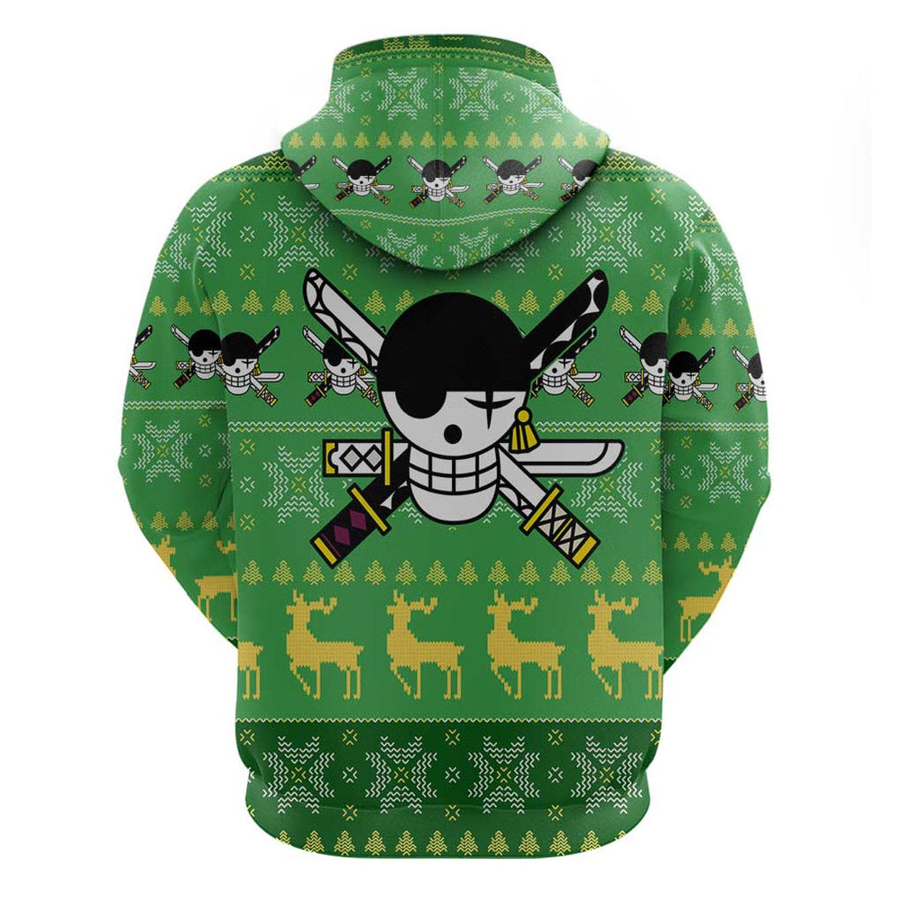 Roronoa Zoro - One Piece Hoodie Anime Mix Christmas Style Roronoa Zoro - One Piece Hoodie Anime Mix Christmas Style