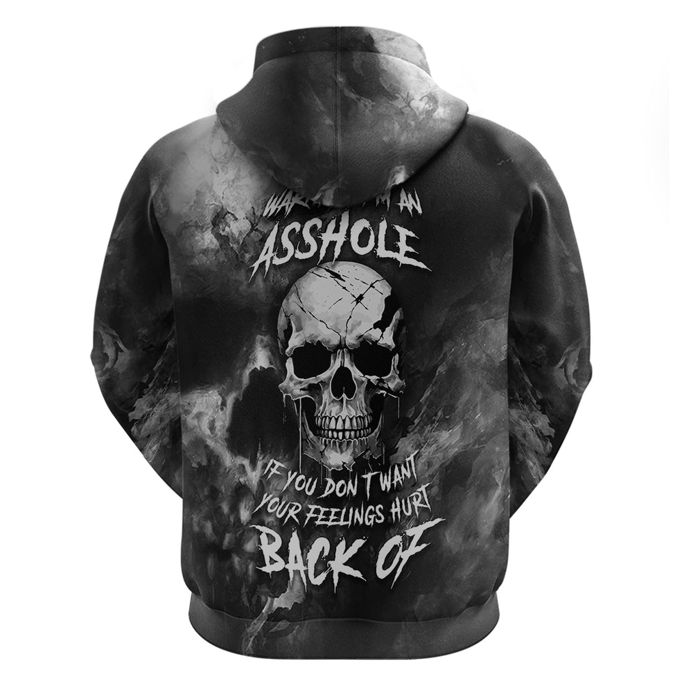 Skull Grunge Pattern Hoodie Warning I'm an Asshole Skull Grunge Pattern Hoodie Warning I'm an Asshole