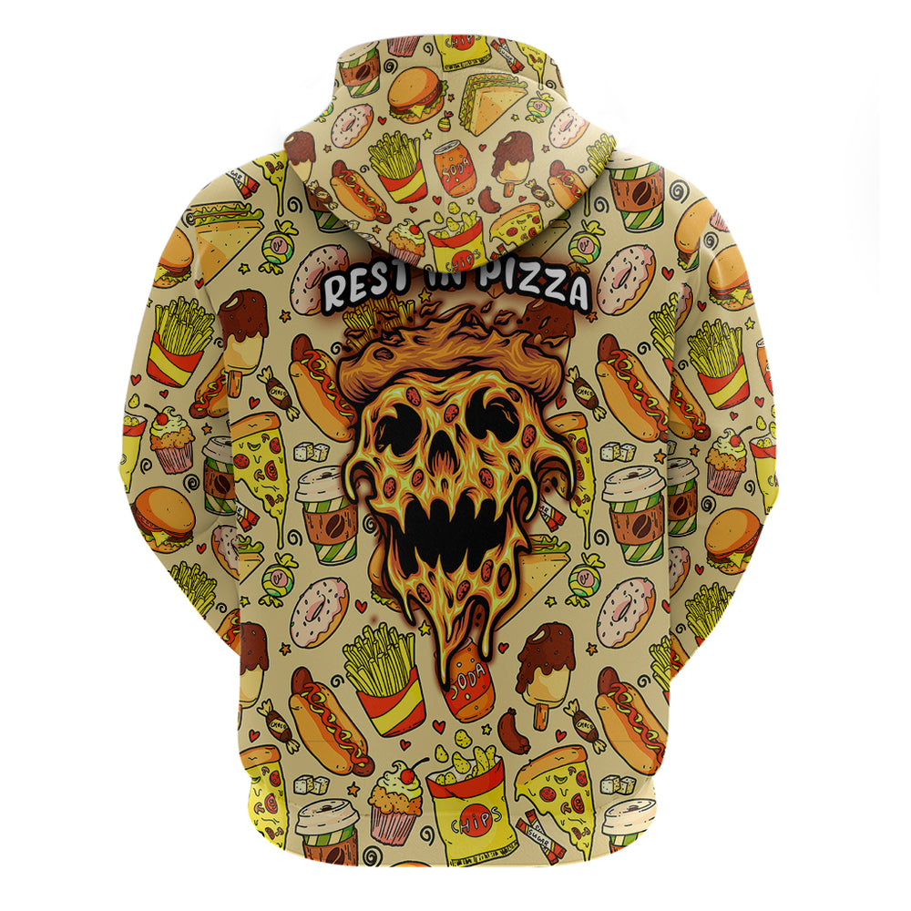 Skull Pizza Pattern Hoodie Rest in pizza Skull Pizza Pattern Hoodie Rest in pizza