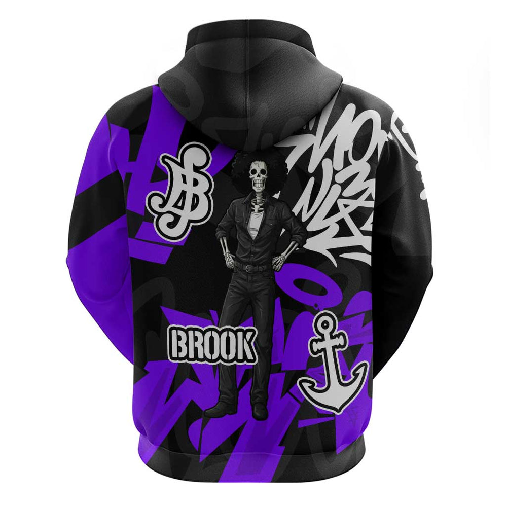 Brook One Piece Hoodie Graffiti Street Art Anime Collage Brook One Piece Hoodie Graffiti Street Art Anime Collage