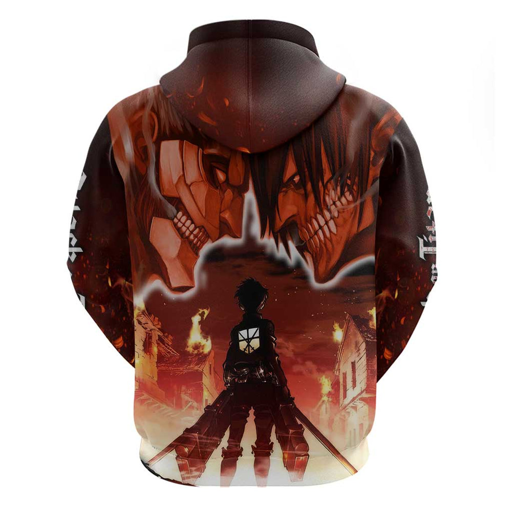 Burning Attack on Titan Hoodie Anime Mix Trippy Style Burning Attack on Titan Hoodie Anime Mix Trippy Style