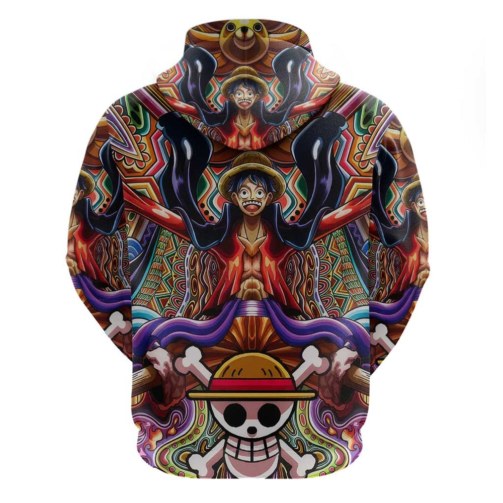 Trippy Monkey D. Luffy One Piece Hoodie Anime Mix Hippie Style Trippy Monkey D. Luffy One Piece Hoodie Anime Mix Hippie Style