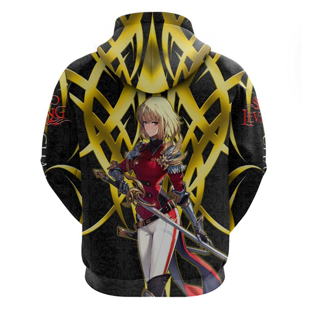 Cha Hae In Solo Leveling Hoodie Golden Bladecore Anime Style Cha Hae In Solo Leveling Hoodie Golden Bladecore Anime Style