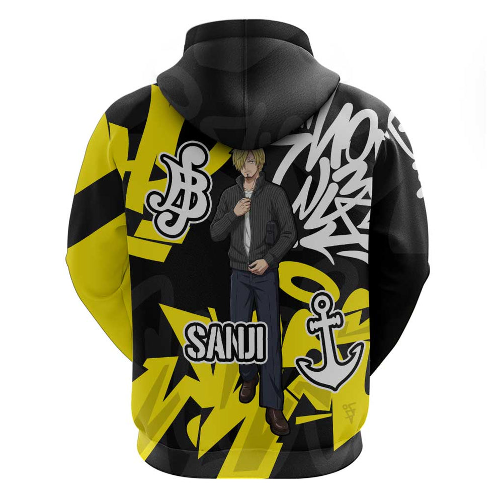 Vinsmoke Sanji One Piece Hoodie Graffiti Street Art Anime Collage Vinsmoke Sanji One Piece Hoodie Graffiti Street Art Anime Collage