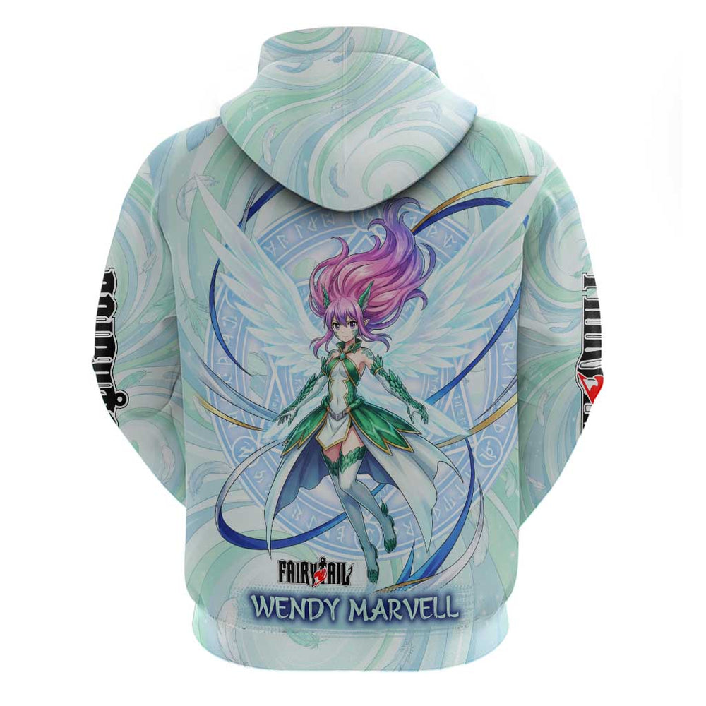 Wendy Marvell Fairy Tail Hoodie Sky Dragon Anime Style with Pastel Wind and Wing Motif Wendy Marvell Fairy Tail Hoodie Sky Dragon Anime Style with Pastel Wind and Wing Motif