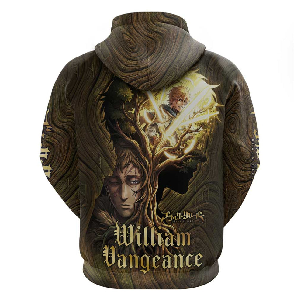 William Vangeance Black Clover Hoodie Enchanted Woodgrain Style with Duality and Golden Mask Motif William Vangeance Black Clover Hoodie Enchanted Woodgrain Style with Duality and Golden Mask Motif