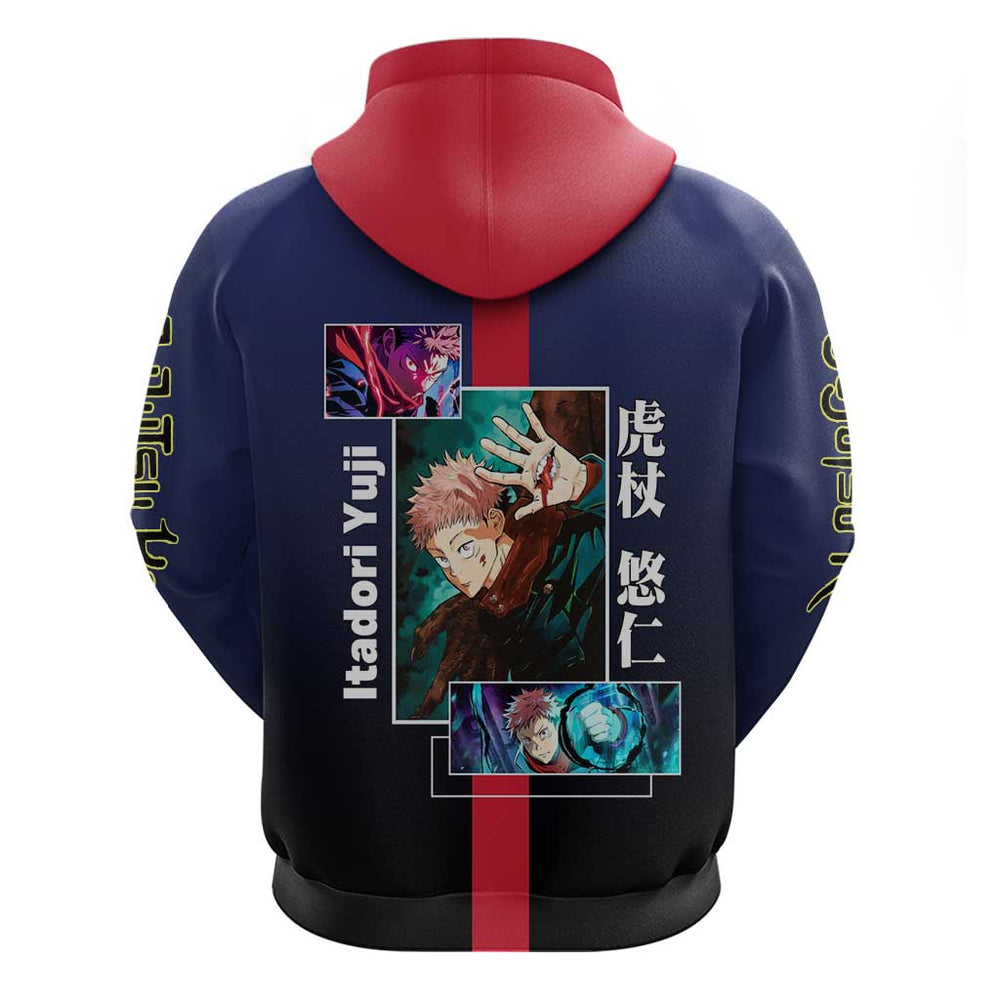 Yuji Itadori from Jujutsu Kaisen Hoodie with Action Pose and Energetic Expressions Design Yuji Itadori from Jujutsu Kaisen Hoodie with Action Pose and Energetic Expressions Design