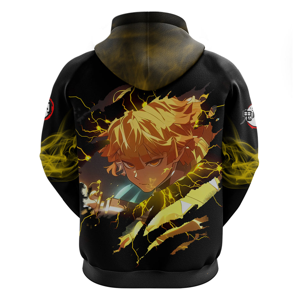 Zenitsu Agatsuma Demon Slayer Hoodie Anime Mix Manga Style Zenitsu Agatsuma Demon Slayer Hoodie Anime Mix Manga Style