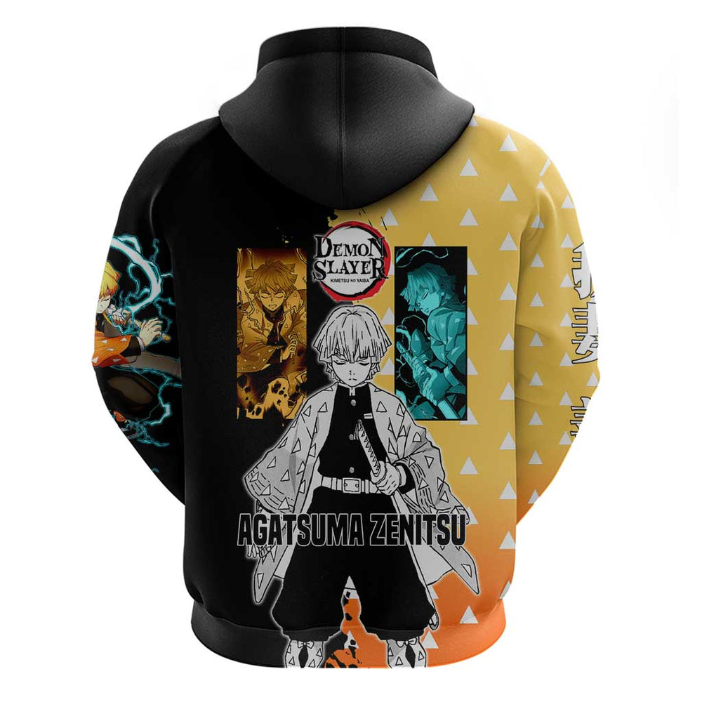 Zenitsu Agatsuma from Demon Slayer Hoodie with Yellow Lightning Kimono and Thunder Effects Design Zenitsu Agatsuma from Demon Slayer Hoodie with Yellow Lightning Kimono and Thunder Effects Design