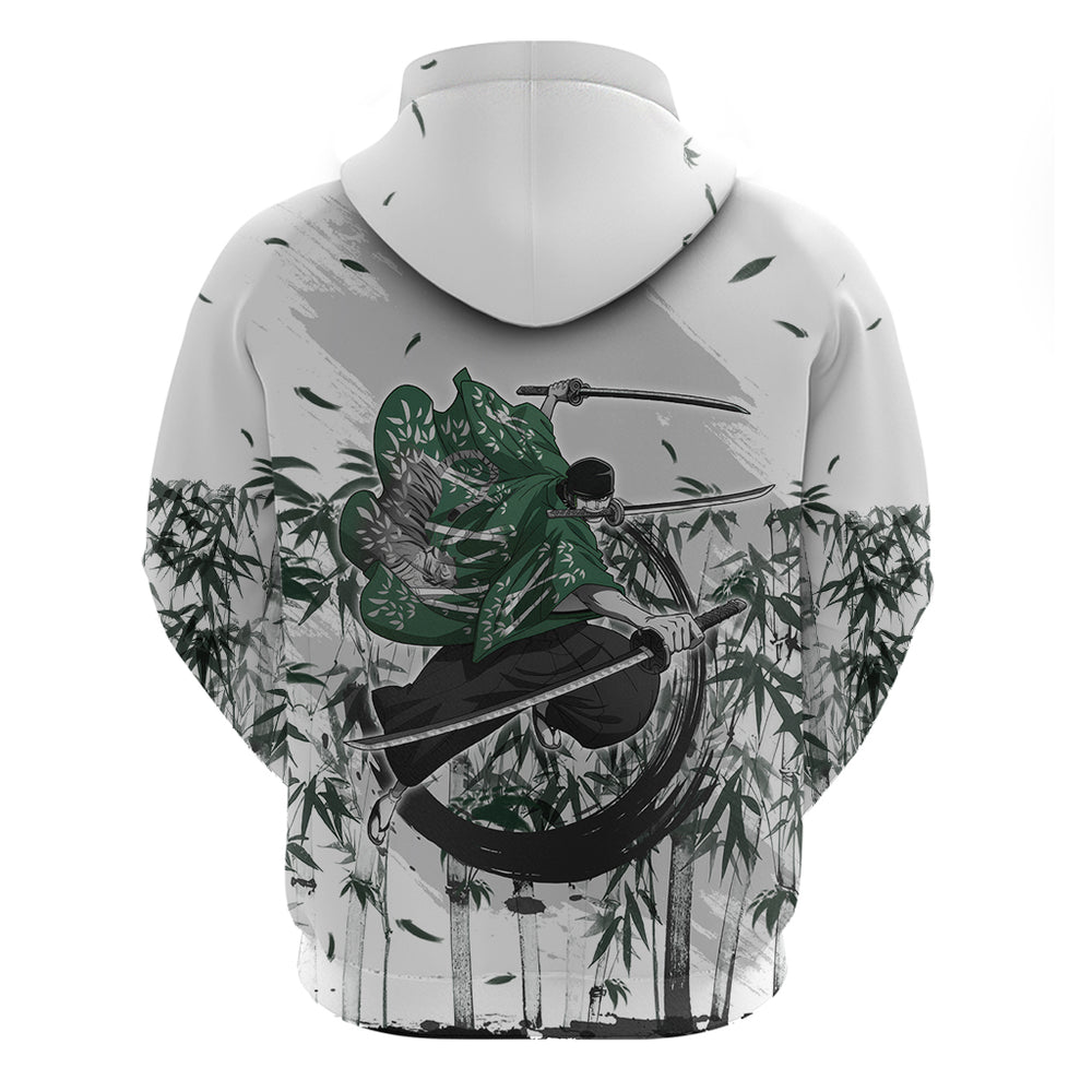 Zoro One Piece Hoodie Bamboo Sumi-e Style Zoro One Piece Hoodie Bamboo Sumi-e Style