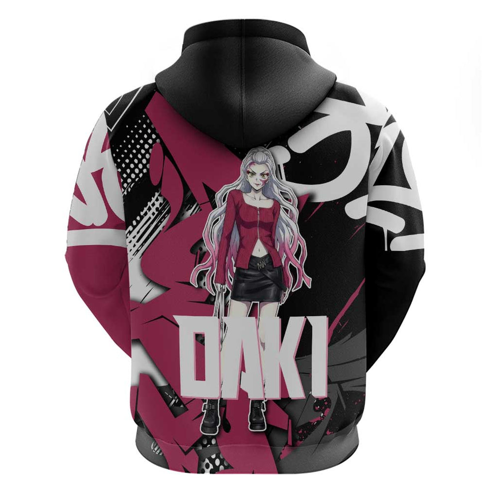 Daki Demon Slayer Hoodie Pink Graffiti Anime Aesthetic Daki Demon Slayer Hoodie Pink Graffiti Anime Aesthetic
