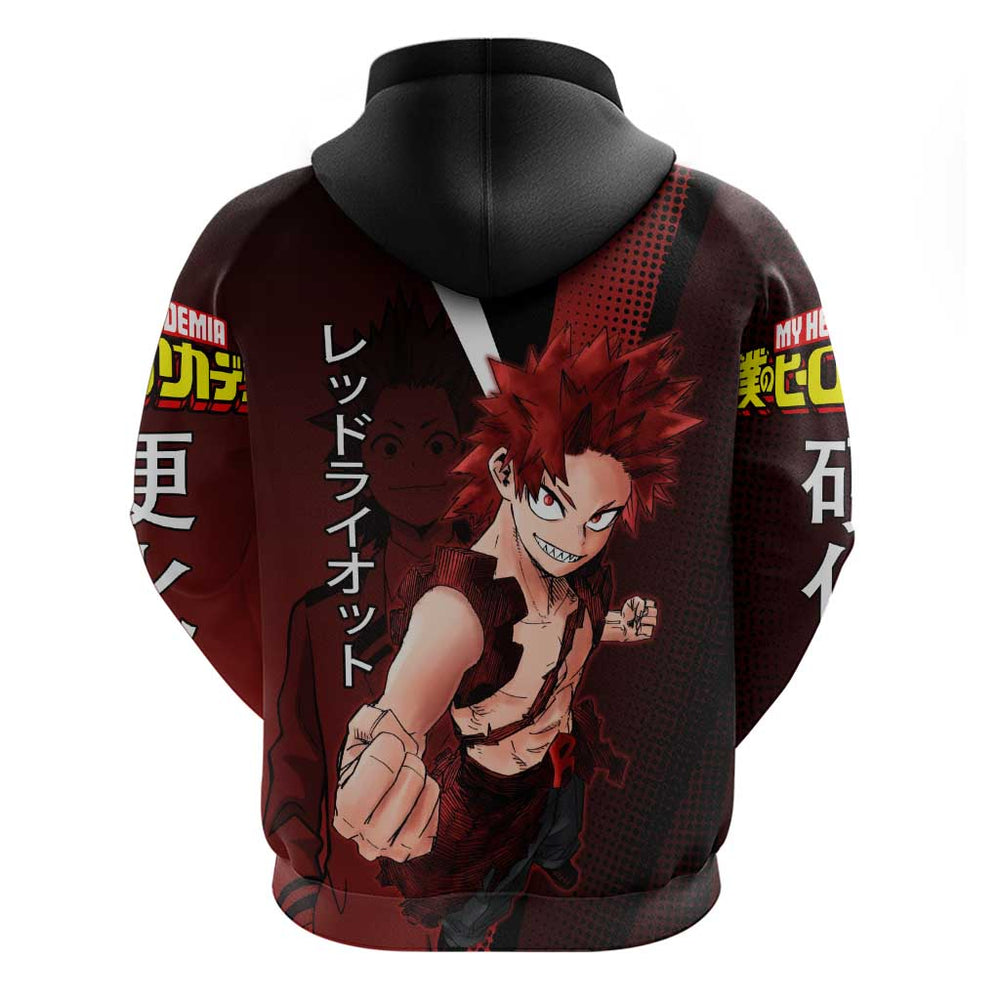 Eijiro Kirishima Red Riot Hoodie Japanese Comic Book Style Eijiro Kirishima Red Riot Hoodie Japanese Comic Book Style