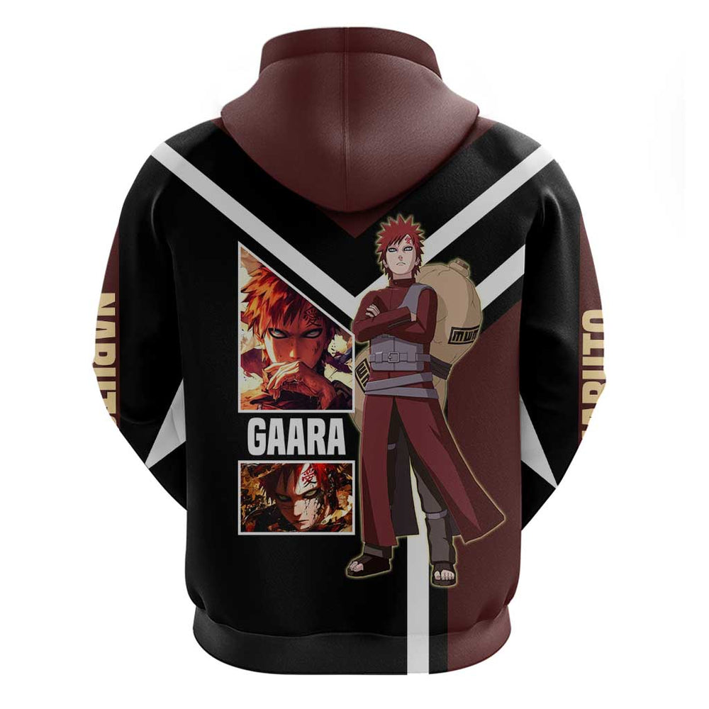 Gaara Naruto Hoodie with Sand Powers and Intense Battle Pose Design Gaara Naruto Hoodie with Sand Powers and Intense Battle Pose Design