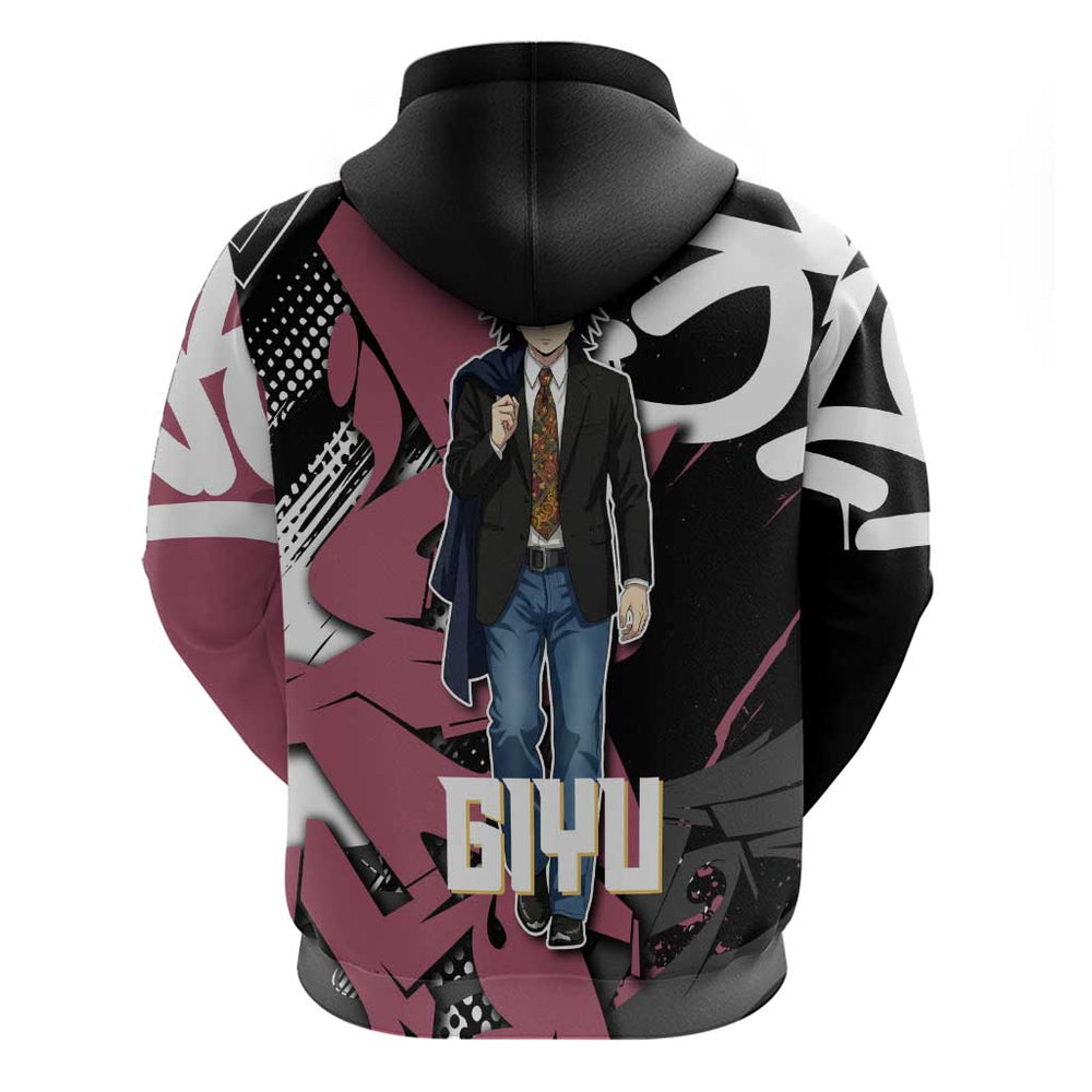 Giyu Tomioka Demon Slayer Hoodie Red Black Graffiti Anime Giyu Tomioka Demon Slayer Hoodie Red Black Graffiti Anime