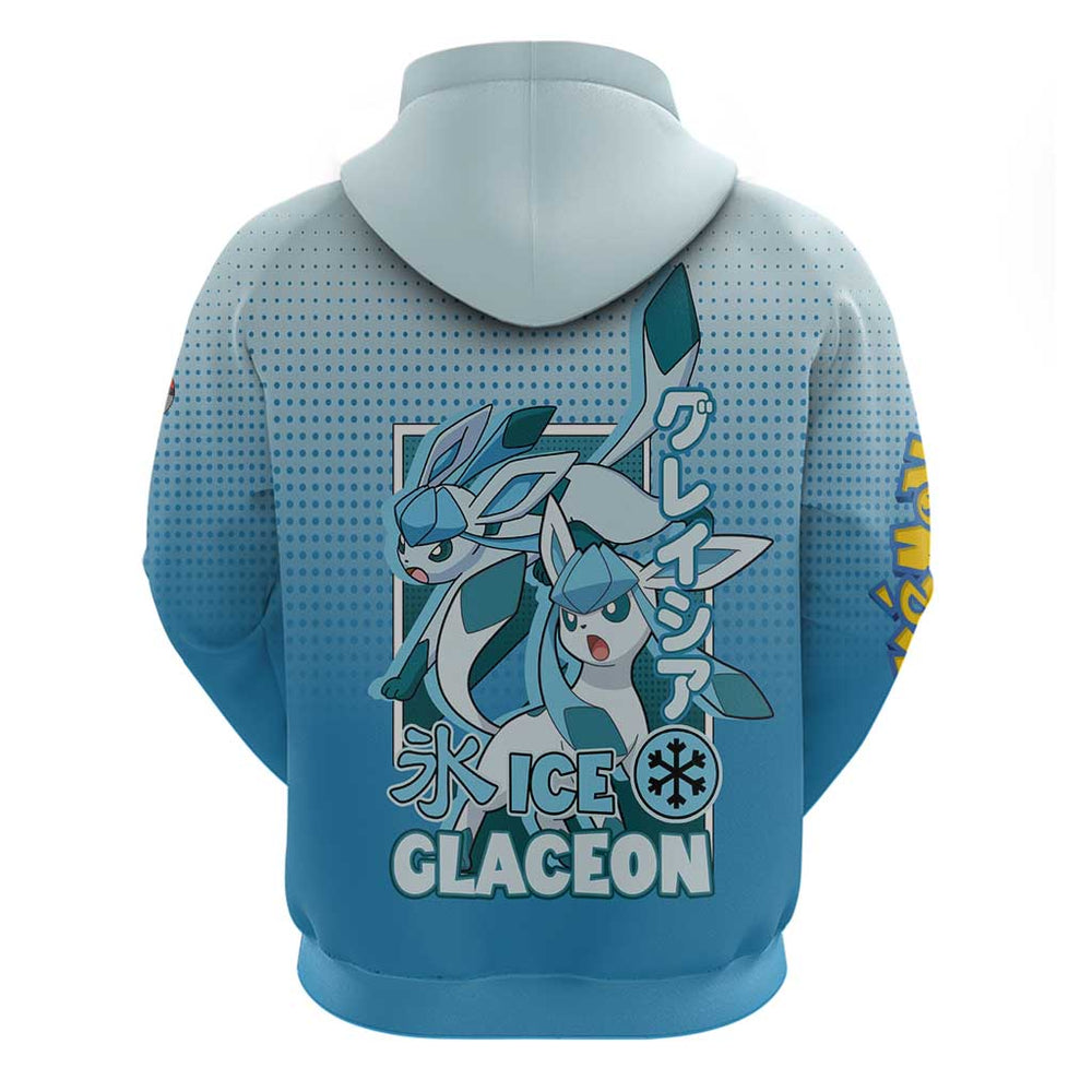 Glaceon from Pok Hoodie with Ice Type Ability and Elegant Pose Design Glaceon from Pok Hoodie with Ice Type Ability and Elegant Pose Design