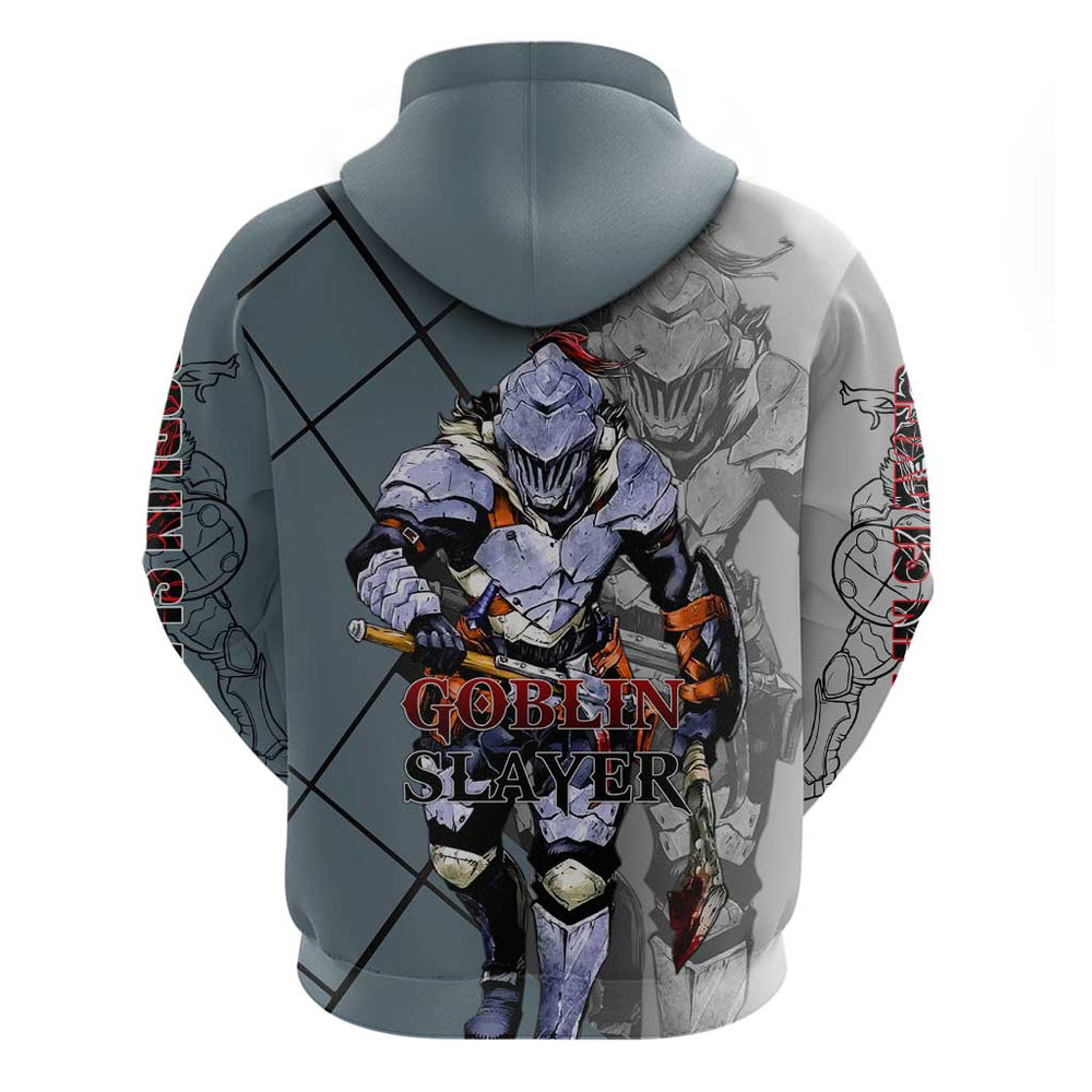 Goblin Slayer Goblin Slayer Hoodie with Armor Clad Battle Pose and Dark Fantasy Design Goblin Slayer Goblin Slayer Hoodie with Armor Clad Battle Pose and Dark Fantasy Design