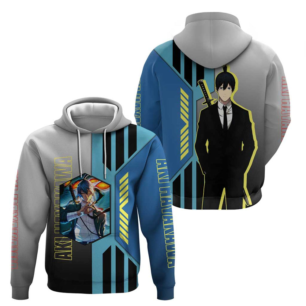 Aki Hayakawa from Chainsaw Man Hoodie with Sword and Stylish Pose Design Aki Hayakawa from Chainsaw Man Hoodie with Sword and Stylish Pose Design