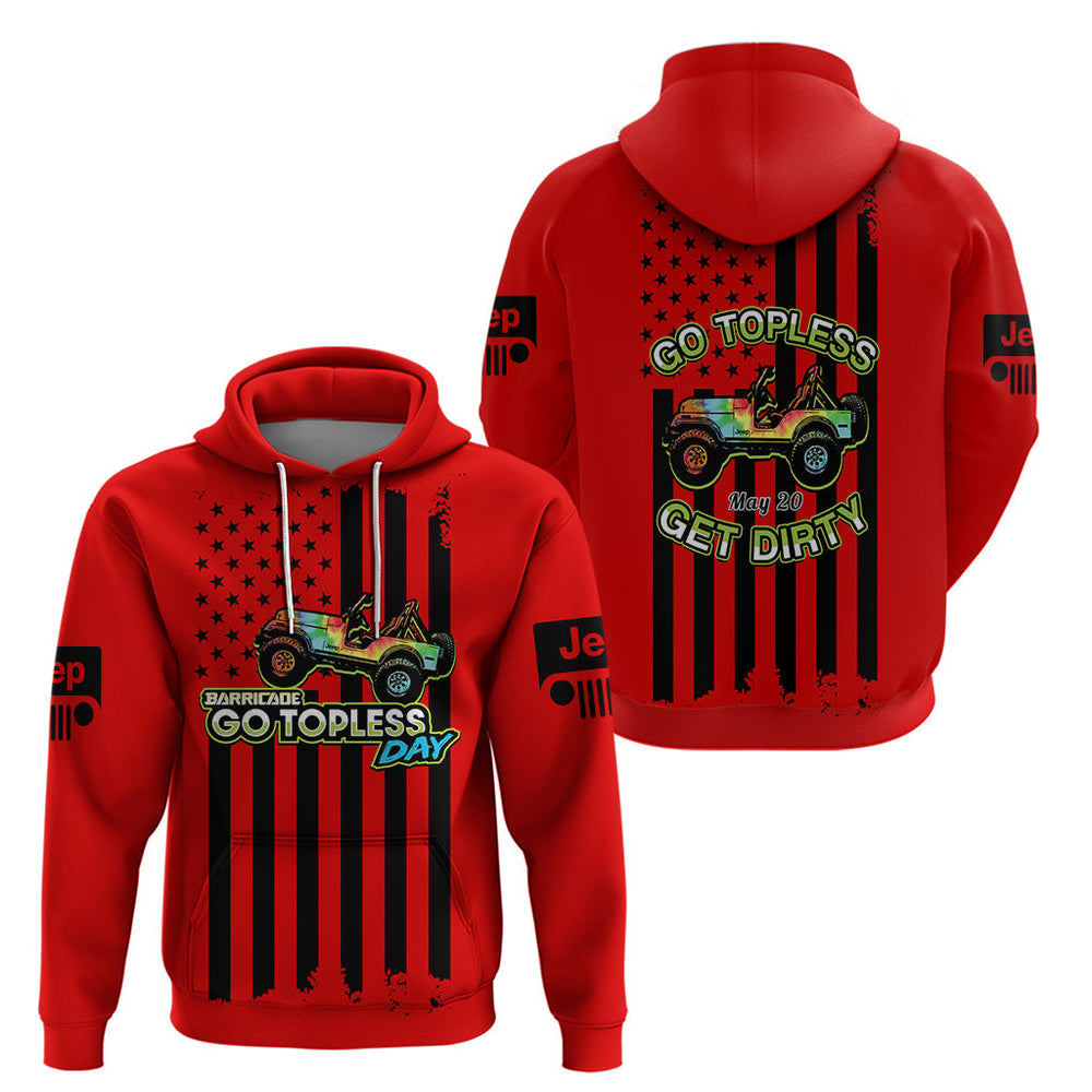 Jeep Go Topless Day 2023 Get Dirty Hoodie Red Version Jeep Go Topless Day 2023 Get Dirty Hoodie Red Version