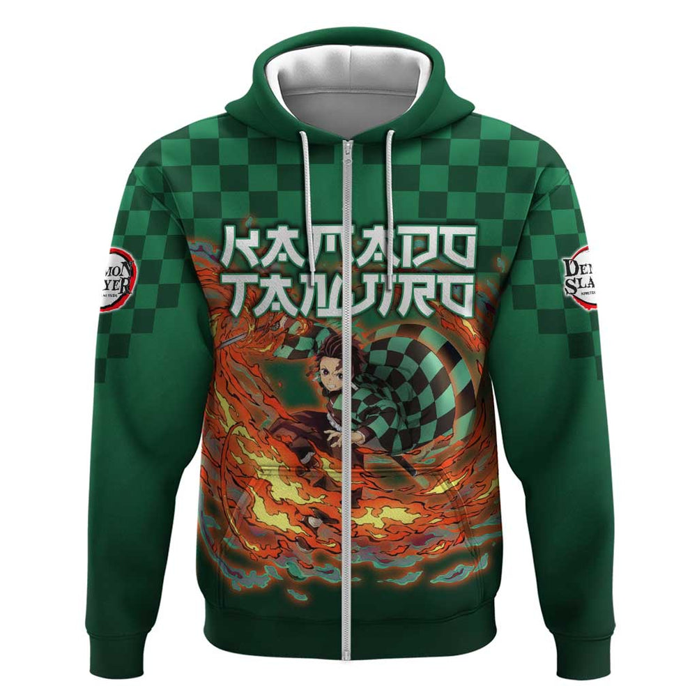 Kamado Tanjiro Demon Slayer Hoodie Flame Burst Anime Checkered Style Kamado Tanjiro Demon Slayer Hoodie Flame Burst Anime Checkered Style