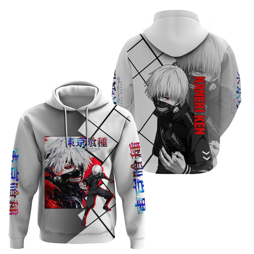 Kaneki Ken Tokyo Ghoul Hoodie with Masked Ghoul Form and Dark Battle Pose Design Kaneki Ken Tokyo Ghoul Hoodie with Masked Ghoul Form and Dark Battle Pose Design