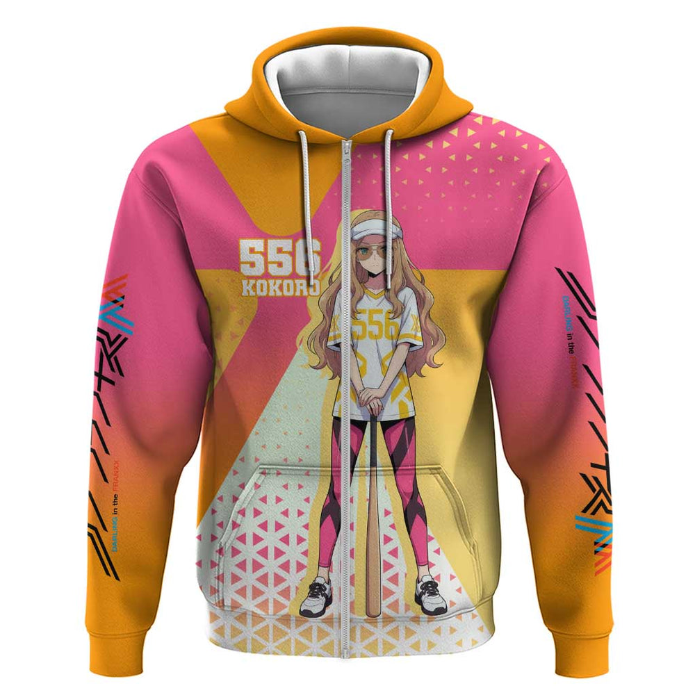 Kokoro Hoodie Sunset Gradient Baseball Anime Style Kokoro Hoodie Sunset Gradient Baseball Anime Style