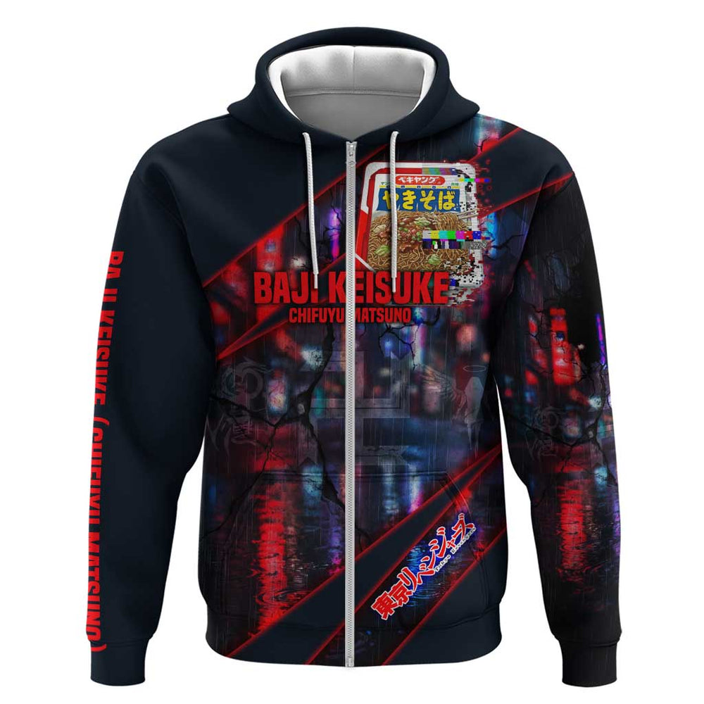 Baji Keisuke Chifuyu Matsuno Hoodie Dark Neon Street Fight Art Style Baji Keisuke Chifuyu Matsuno Hoodie Dark Neon Street Fight Art Style