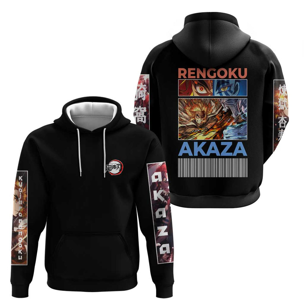 Kyojuro Rengoku vs Akaza Demon Slayer Hoodie Anime Style Kyojuro Rengoku vs Akaza Demon Slayer Hoodie Anime Style