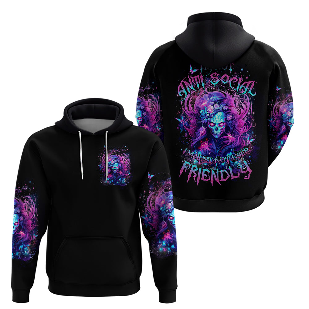 Lady Skull Hoodie I'm Not Anti Social I'm Just Not User Friendly DT01 Lady Skull Hoodie I'm Not Anti Social I'm Just Not User Friendly DT01