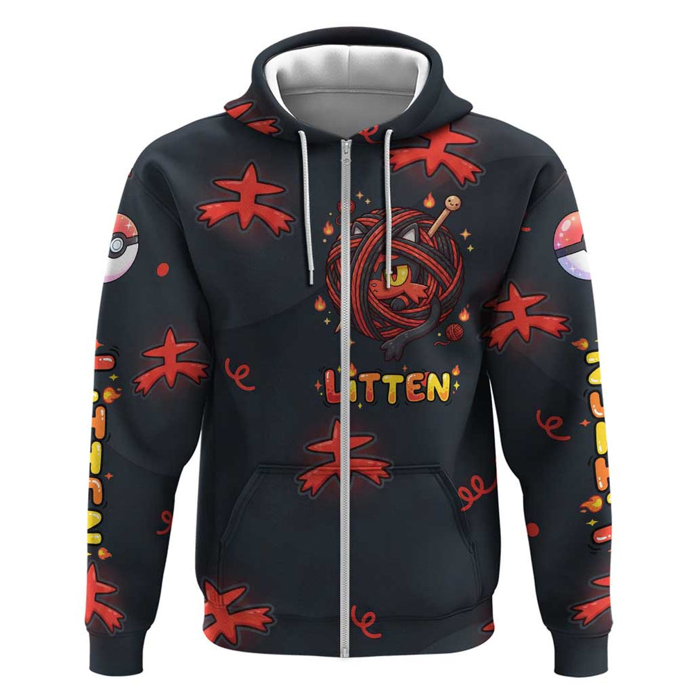 Litten Hoodie Playful Ember Cartoon Art Litten Hoodie Playful Ember Cartoon Art