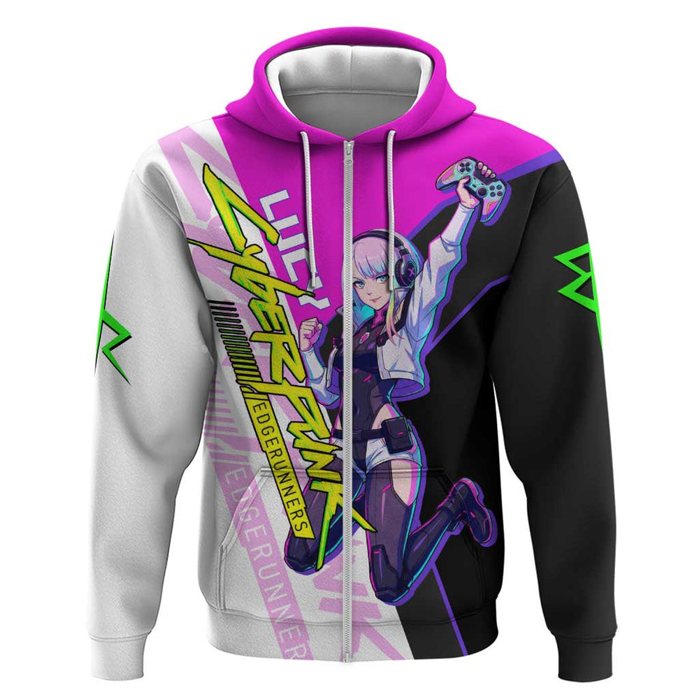 Lucy Cyberpunk Edgerunners Hoodie Neon Techwear Anime Style Lucy Cyberpunk Edgerunners Hoodie Neon Techwear Anime Style