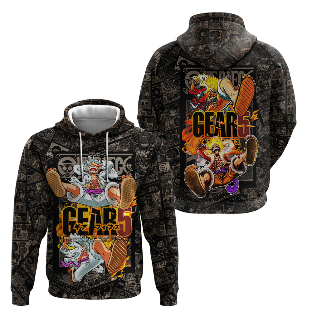 Luffy Gear 5 - One Piece Hoodie Anime Mix Manga Style Luffy Gear 5 - One Piece Hoodie Anime Mix Manga Style