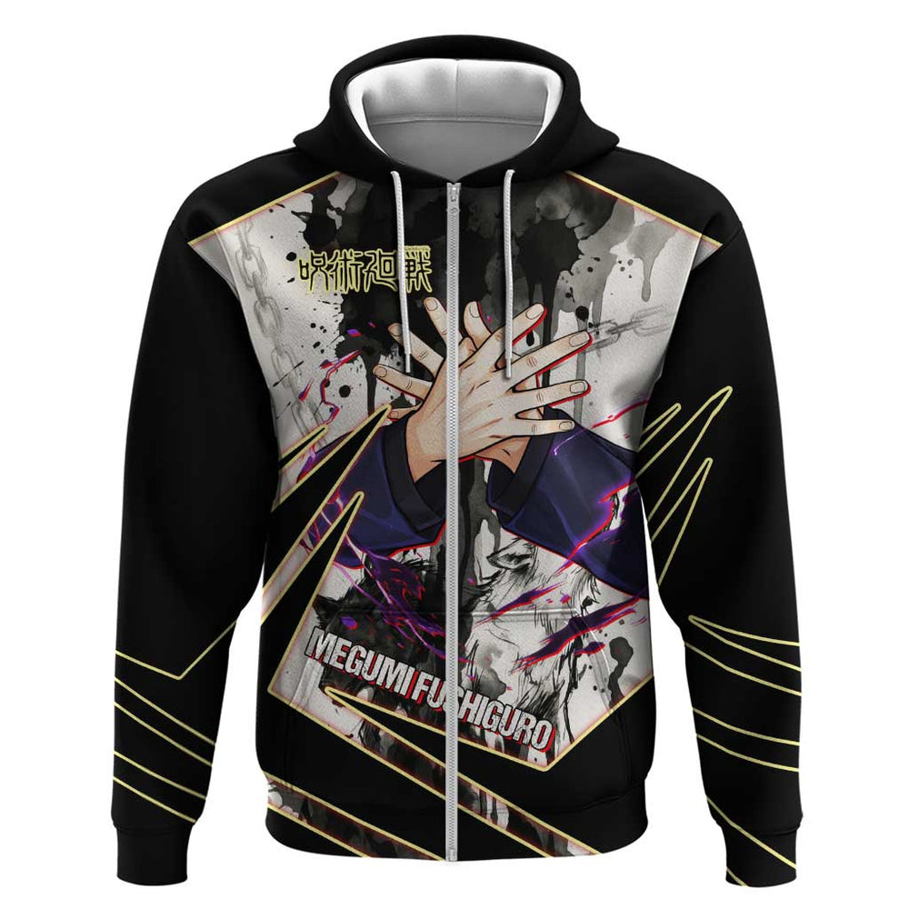 Megumi Fushiguro Shadow Master Hoodie Ink-Stained Cursed Technique Style Megumi Fushiguro Shadow Master Hoodie Ink-Stained Cursed Technique Style