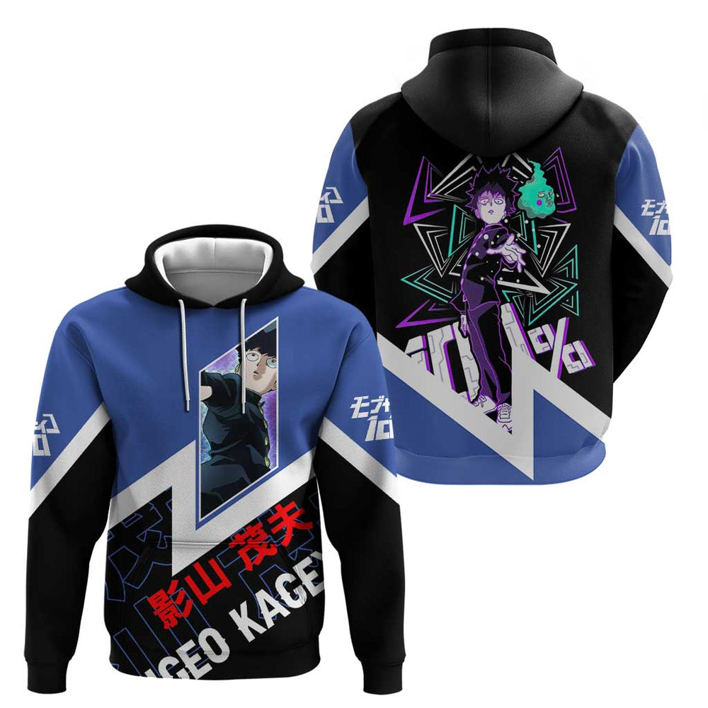 Mob Psycho 100 Hoodie with Shigeo Kageyama and Spirit Aura Anime Design Mob Psycho 100 Hoodie with Shigeo Kageyama and Spirit Aura Anime Design