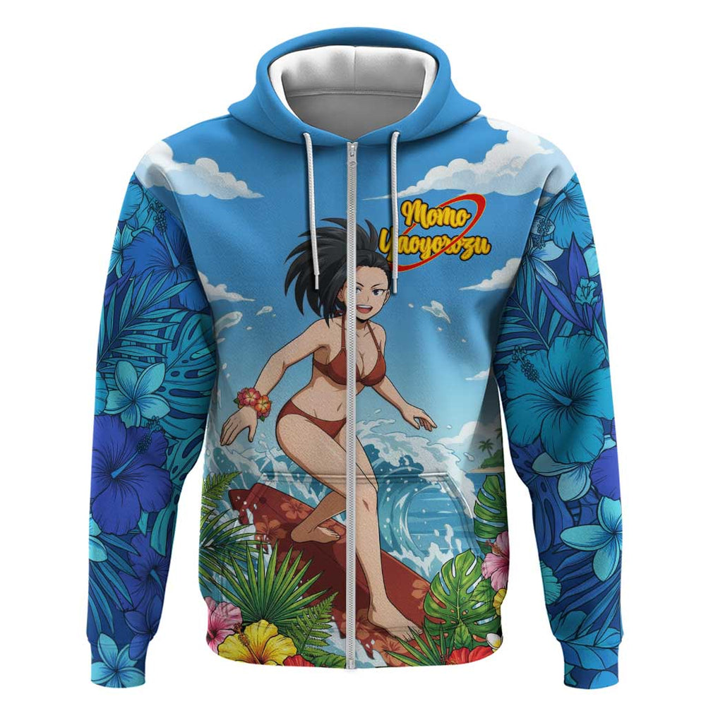 Momo Yaoyorozu Summer Chill Hoodie Tropical Anime Surf Adventure Momo Yaoyorozu Summer Chill Hoodie Tropical Anime Surf Adventure