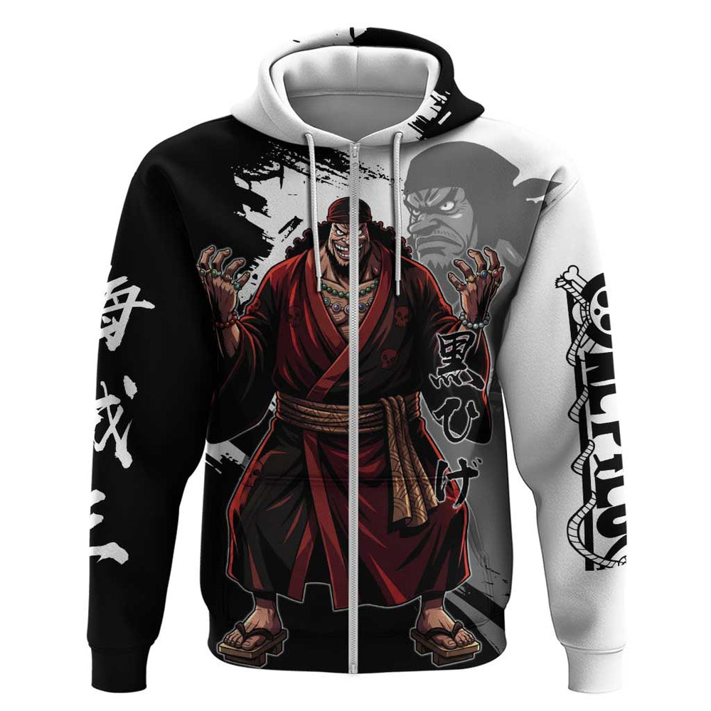 One Piece Blackbeard Hoodie Dark Emperor Ink Splash Graphic One Piece Blackbeard Hoodie Dark Emperor Ink Splash Graphic