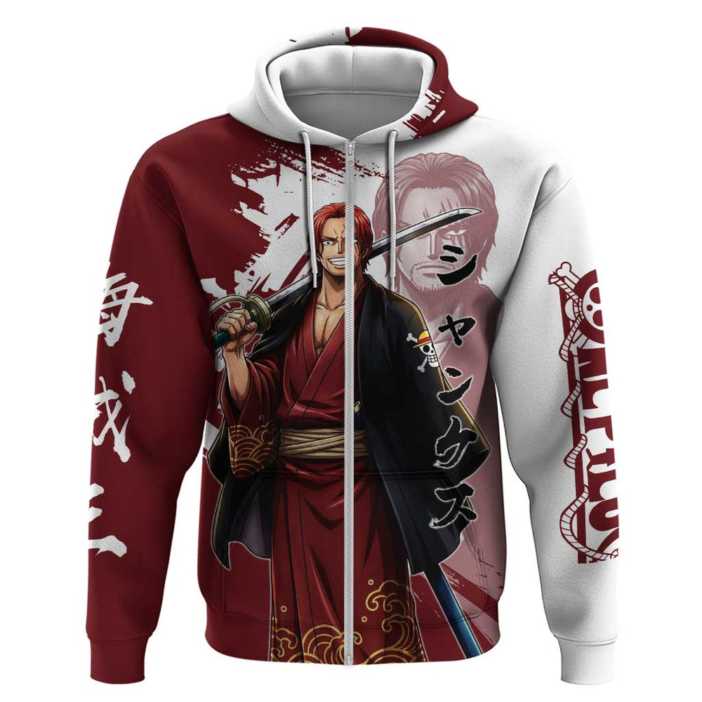 One Piece Shanks Red Hair Hoodie Japanese Anime Graphic One Piece Shanks Red Hair Hoodie Japanese Anime Graphic