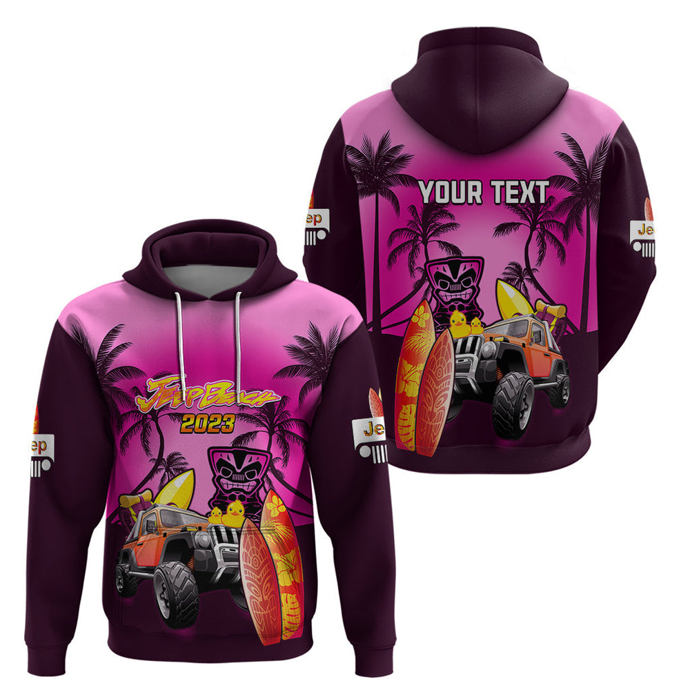 Personalised Pink Jeep Beach 2023 Hoodie Happy 20th Anniversary Personalised Pink Jeep Beach 2023 Hoodie Happy 20th Anniversary