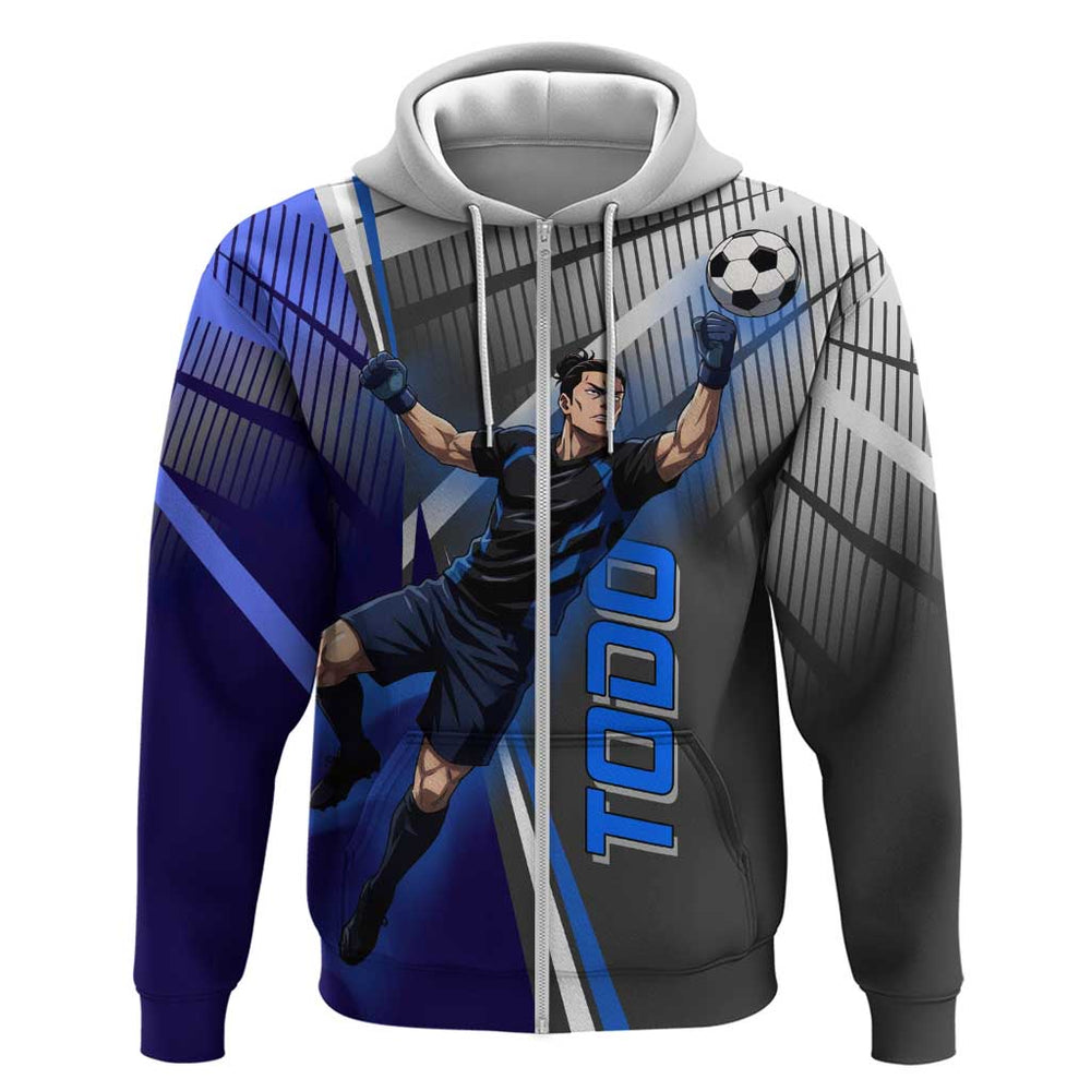 Personalized Aoi Todo Jujutsu Kaisen Hoodie with Blue Gradient and Goalkeeper Action Design Personalized Aoi Todo Jujutsu Kaisen Hoodie with Blue Gradient and Goalkeeper Action Design