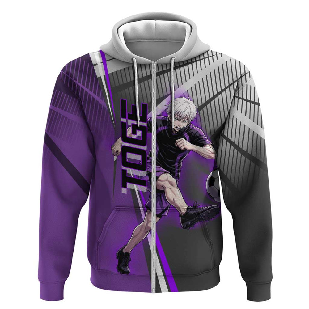 Personalized Toge Inumaki Jujutsu Kaisen Hoodie with Purple Gradient and Action Kick Design Personalized Toge Inumaki Jujutsu Kaisen Hoodie with Purple Gradient and Action Kick Design