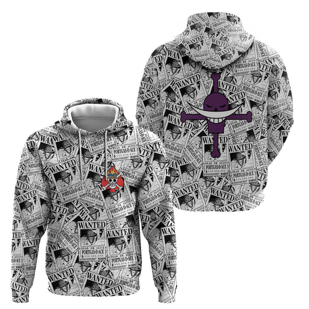 Portgas D. Ace Wanted - One Piece Hoodie Anime Style Portgas D. Ace Wanted - One Piece Hoodie Anime Style