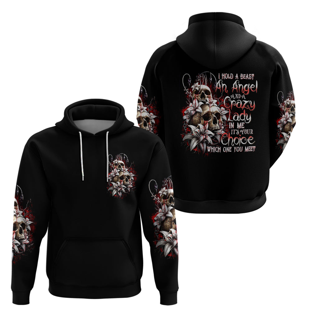 Blood Skull Hoodie I Hold A Angel And Crazy Lady It Your Choice DT01 Blood Skull Hoodie I Hold A Angel And Crazy Lady It Your Choice DT01