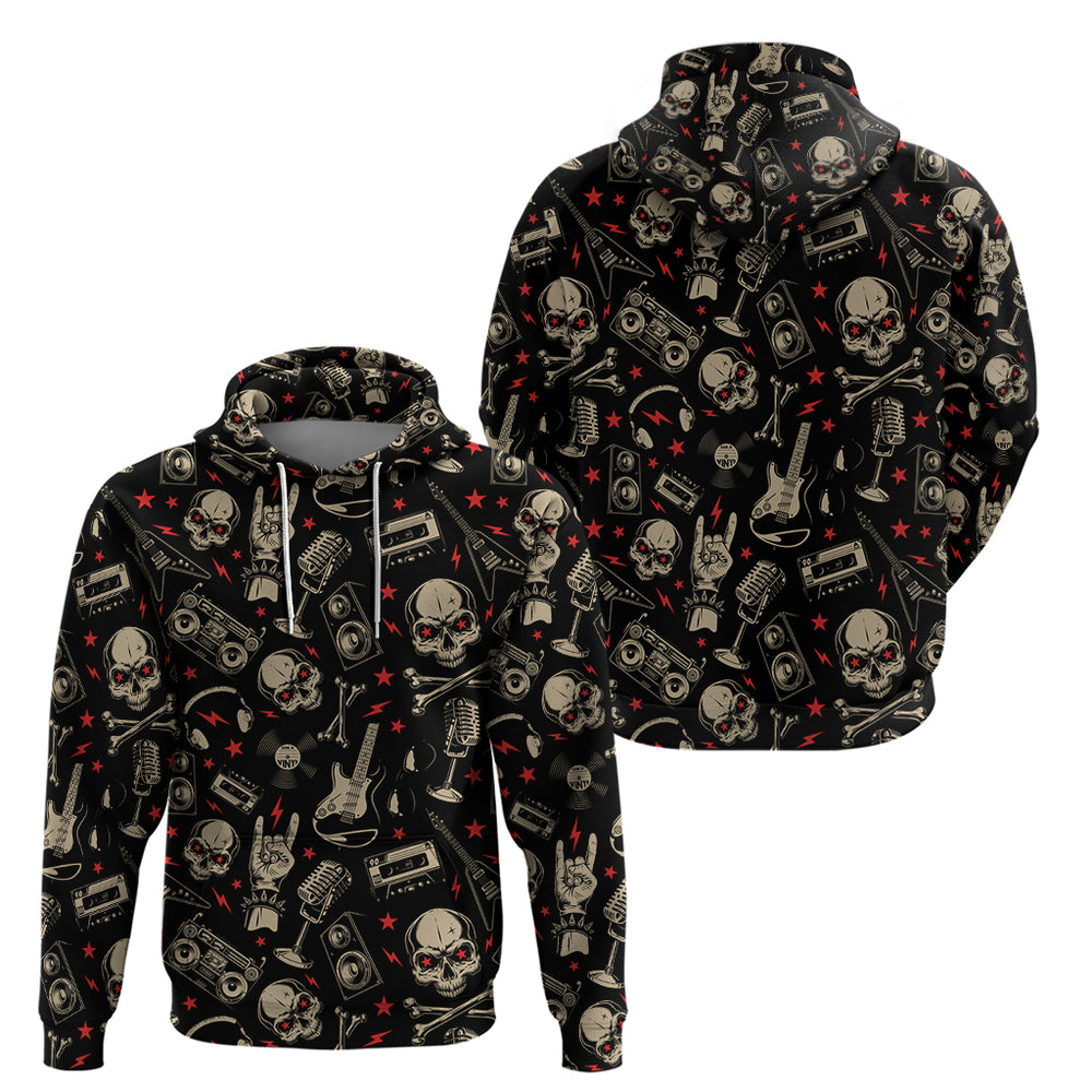 Rock And Roll Skull Pattern Design Hoodie DT02 Rock And Roll Skull Pattern Design Hoodie DT02