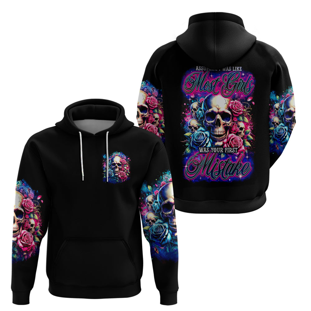 Rose Skull Hoodie Assuming I Was Like Most Girls Was Your First Mistake DT01 Rose Skull Hoodie Assuming I Was Like Most Girls Was Your First Mistake DT01