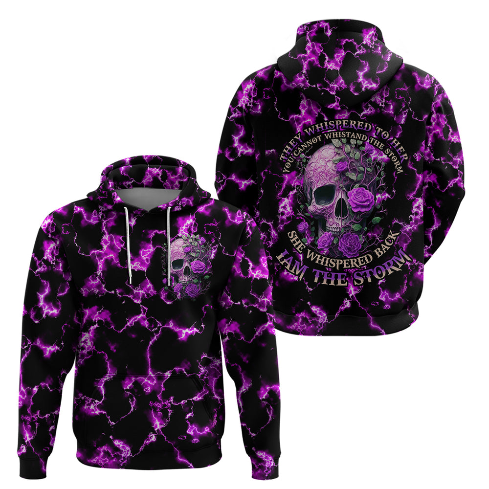 Rose Skull Hoodie She Whispered Back I am The Storm DT01 Rose Skull Hoodie She Whispered Back I am The Storm DT01