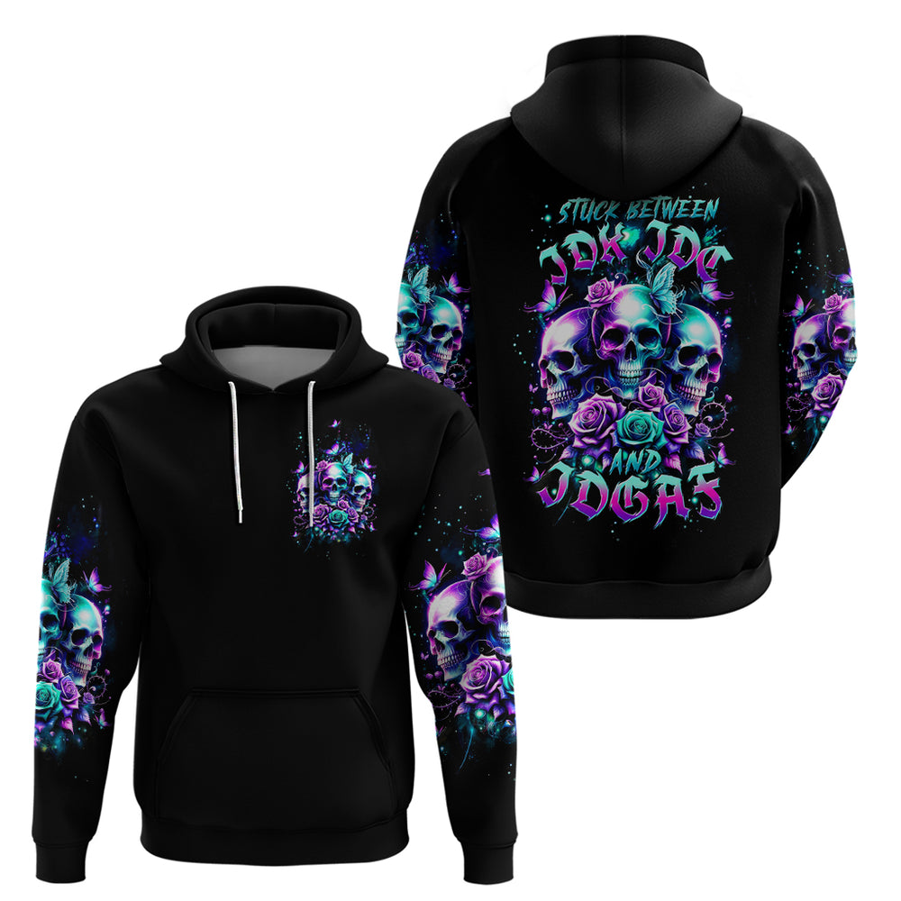 Rose Skull Hoodie Stuck Between IDK IDC And IDGAF DT01 Rose Skull Hoodie Stuck Between IDK IDC And IDGAF DT01