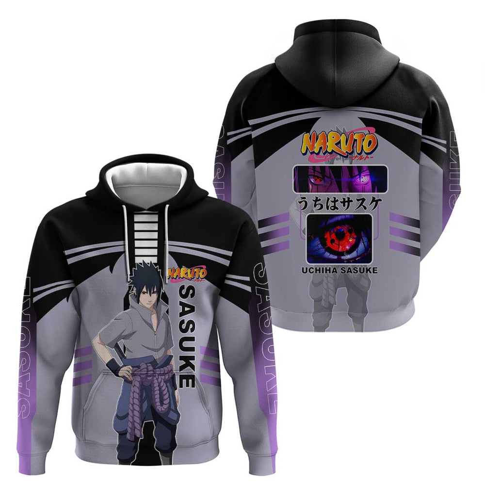 Sasuke Uchiha Naruto Hoodie with Rinnegan and Chidori Lightning Ninja Design Sasuke Uchiha Naruto Hoodie with Rinnegan and Chidori Lightning Ninja Design